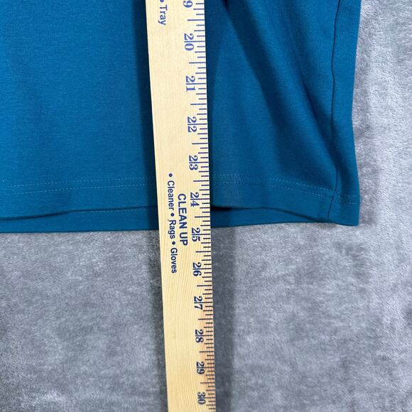 VINTAGE Eddie Bauer Women's L Turtleneck Blue Green Made In USA 100% Cotton - Picture 4 of 5